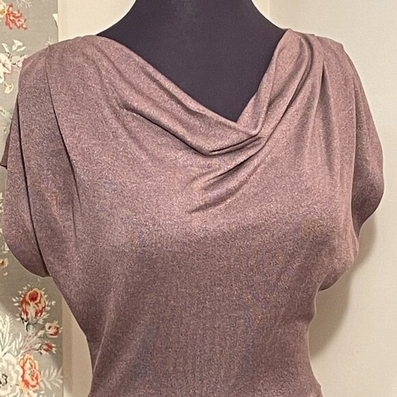 💕 HP- ANN TAYLOR DRESS- Cowl Neck Mini Dress- Brown Size XSP - Picture 7 of 11